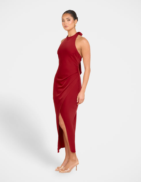 Niala Halter Satin Maxi Dress